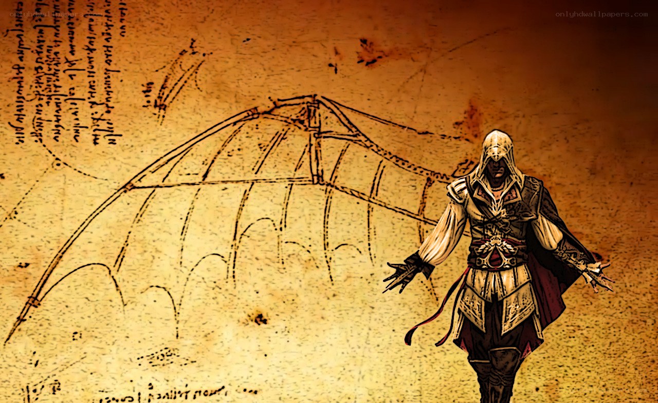Assassin's Creed character with blueprint