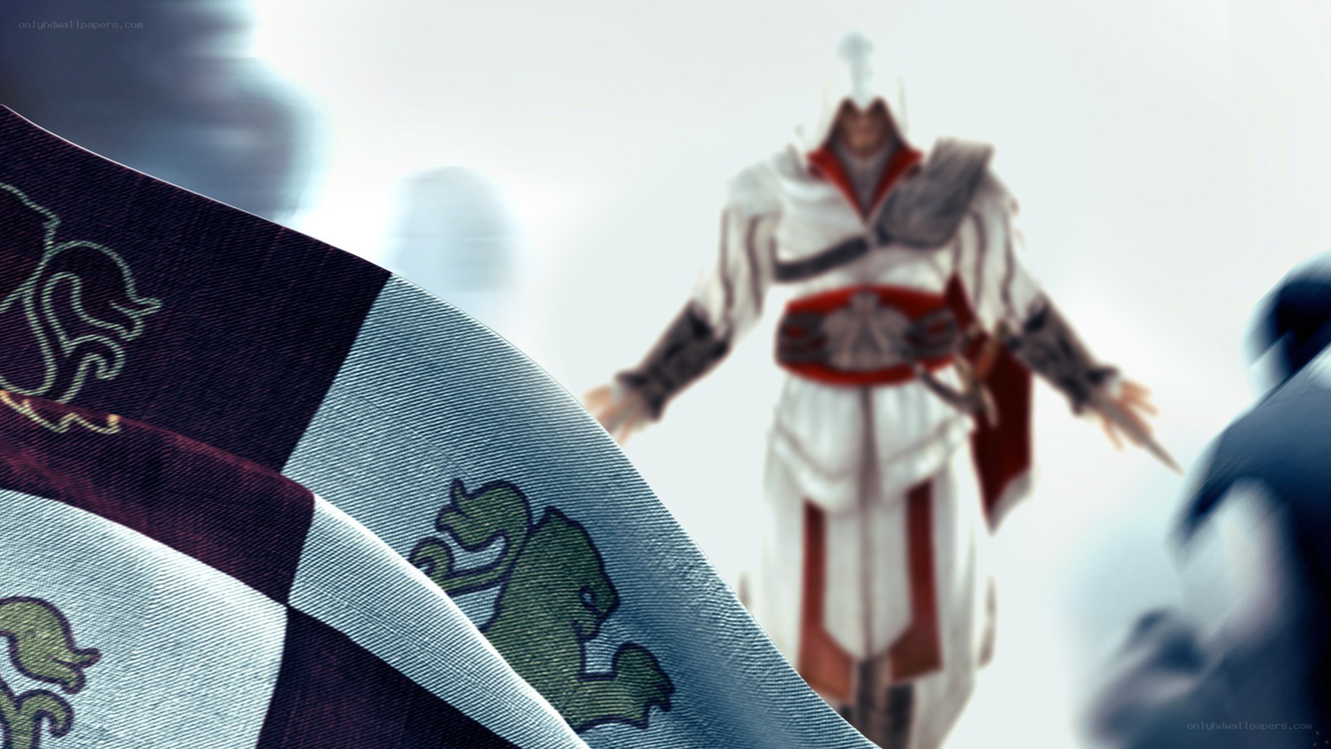 Assassin's Creed character with flag