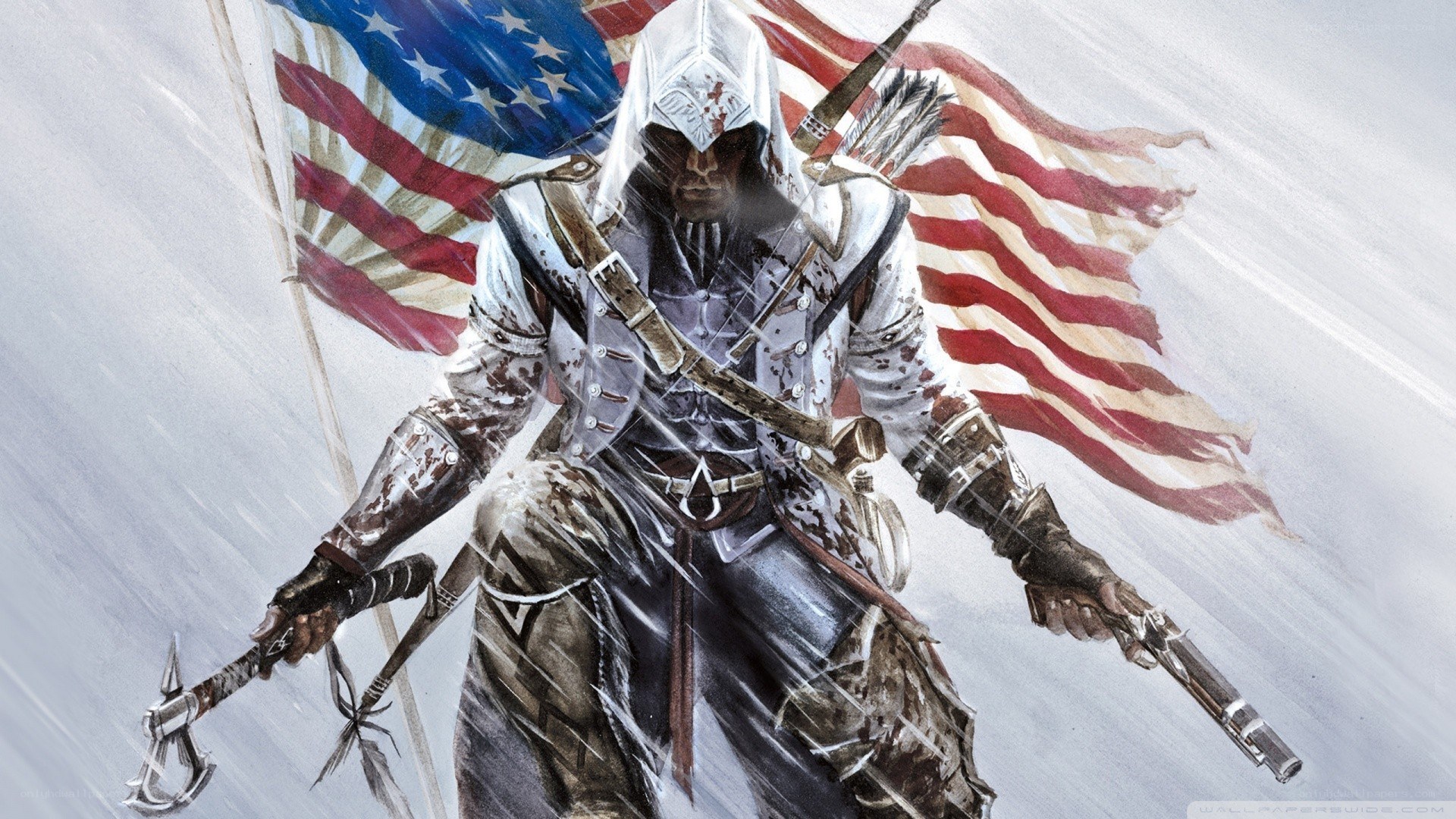 Assassin's Creed character with flag