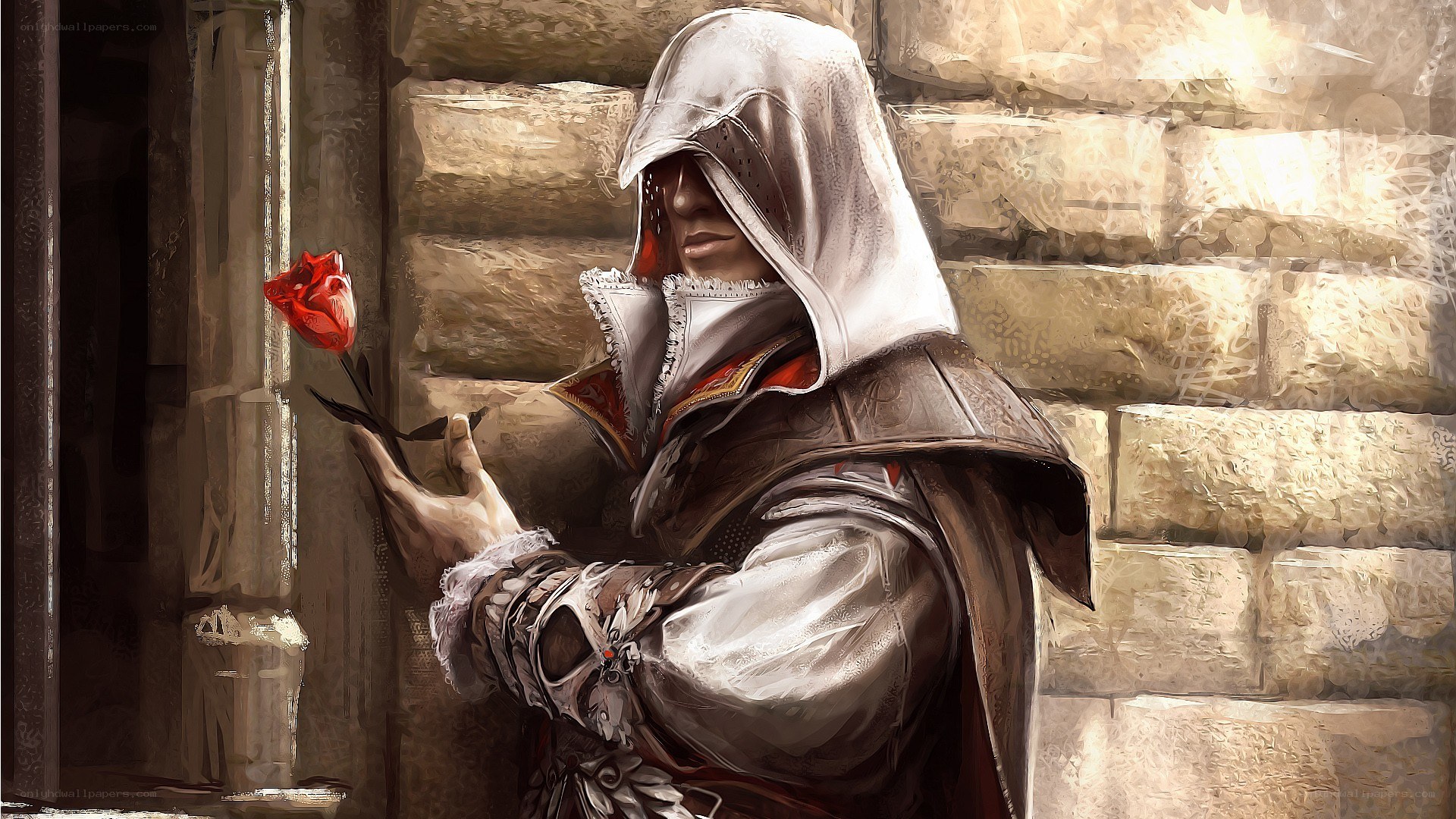 Assassin's Creed character with rose