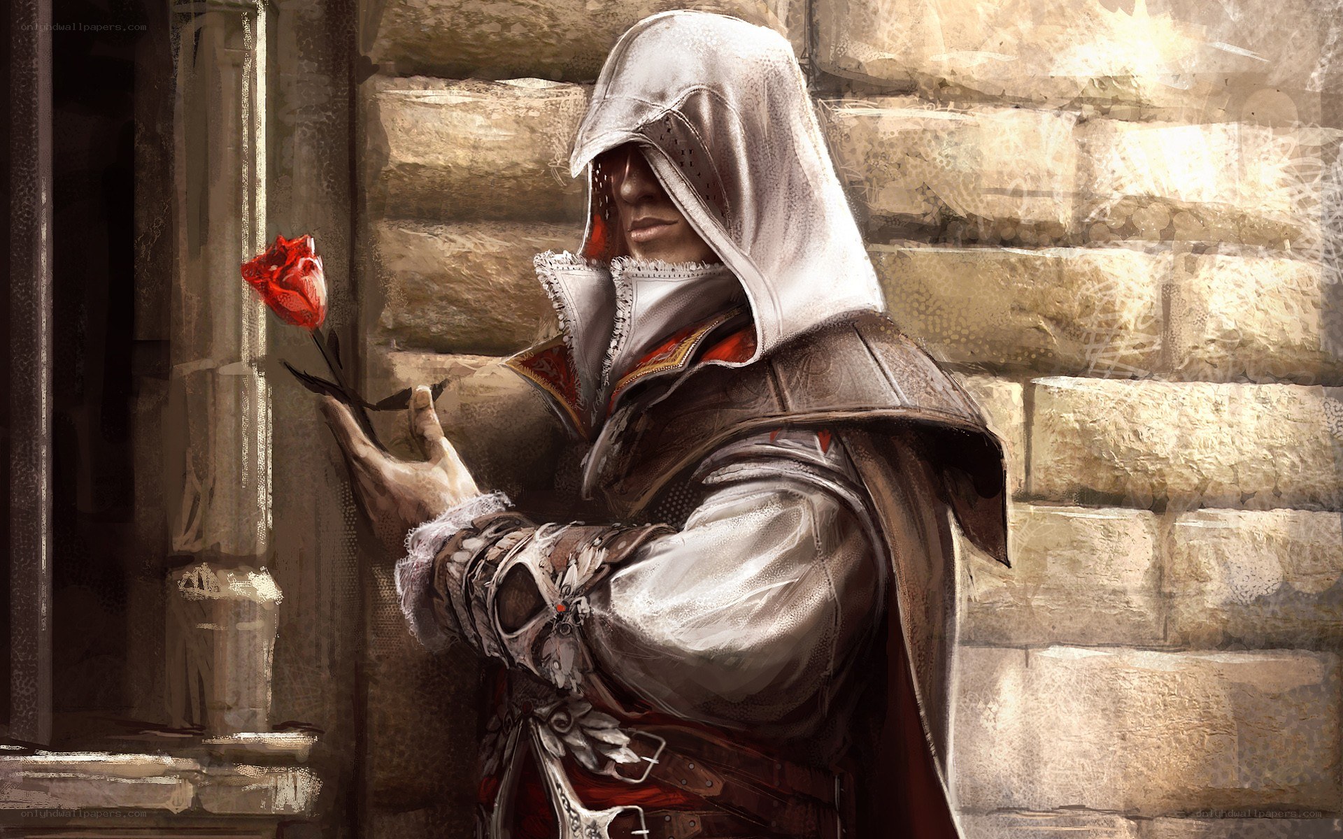 Assassin's Creed character with rose