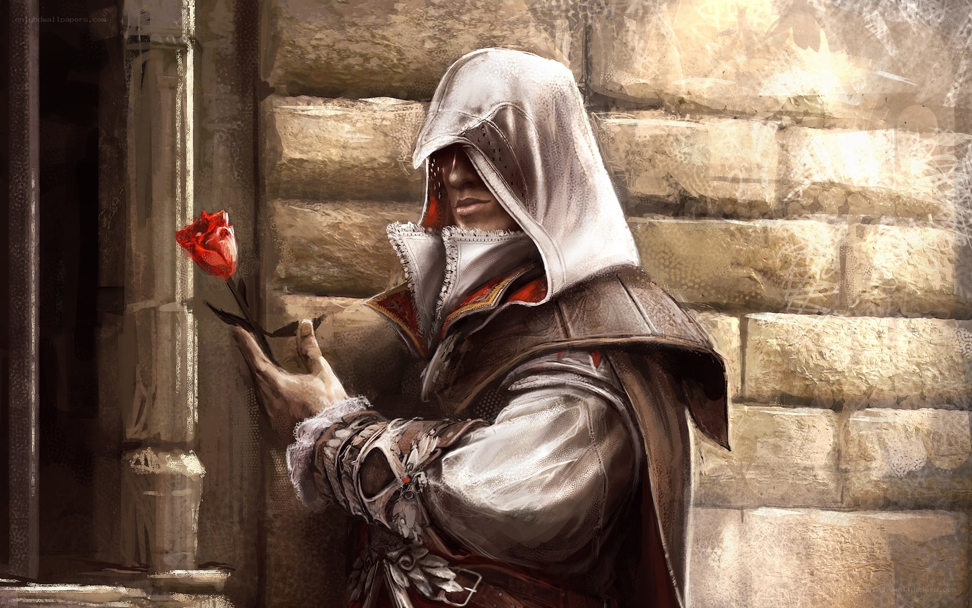 Assassin's Creed character with rose
