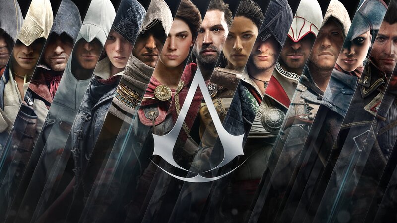 Assassin's Creed Characters — Black, Dramatic, Digital Art, Logo