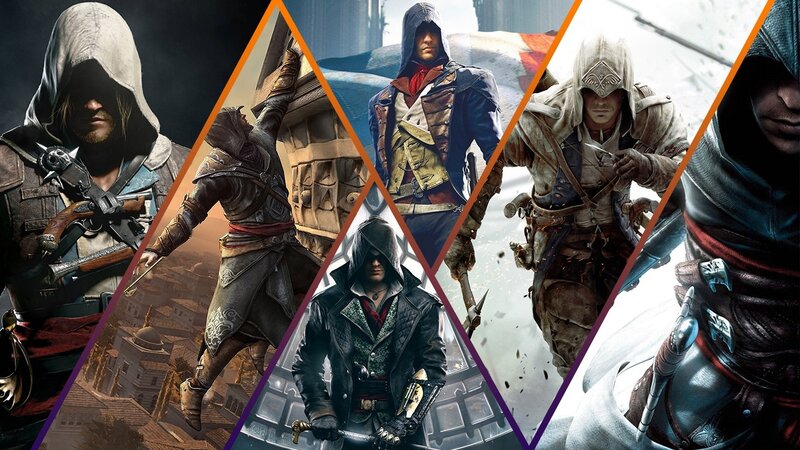 Assassin's Creed Characters — Gray, Dramatic, Digital Art, Hooded Cloaks, Weapons