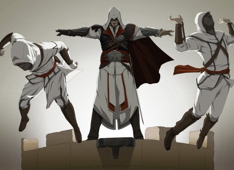 Assassin's Creed characters in action