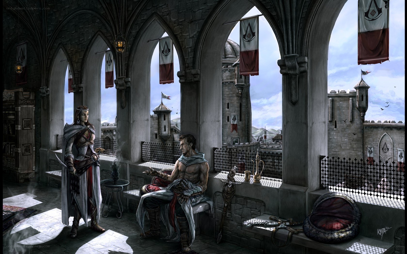 Assassin's Creed characters in castle