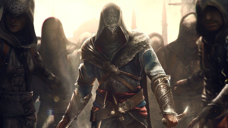 Assassin's Creed characters in hooded robes