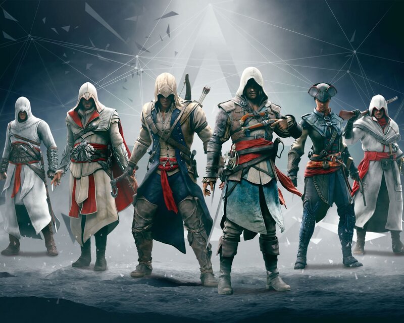 Assassin's Creed Characters — White, Dramatic, Digital Art, Hooded Robes, Weapons, Historical Attire