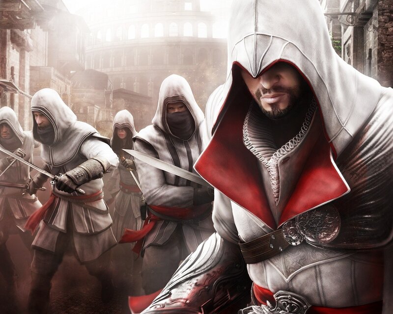 Assassin's Creed Characters — White, Dramatic, Digital Art, Sword, Colosseum