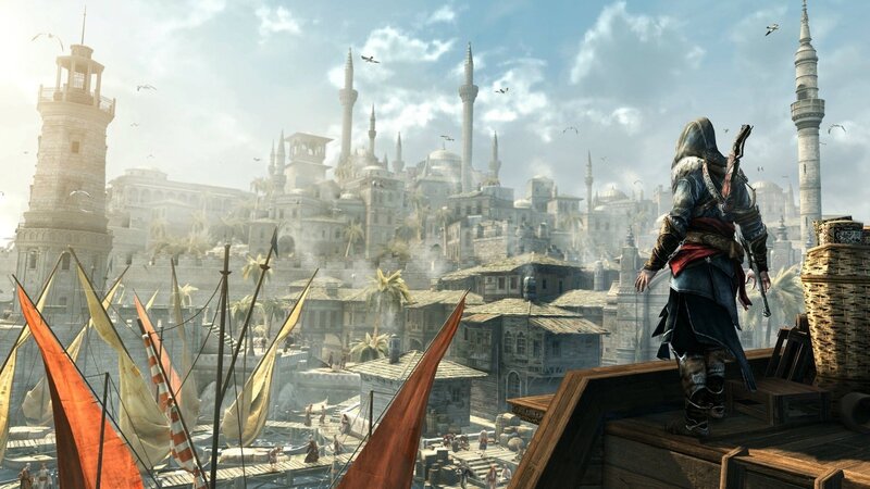 Assassin's Creed in a bustling port