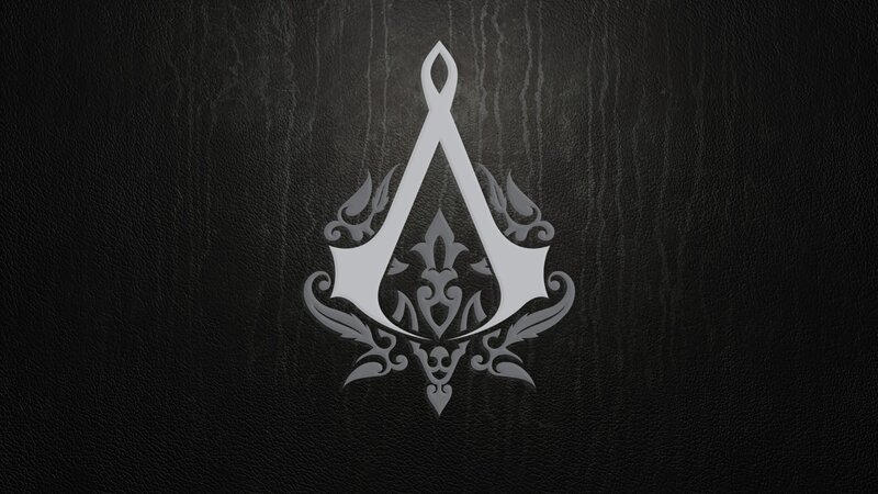 Assassin's Creed Logo — Black, Dark, Digital Art, Leather Texture