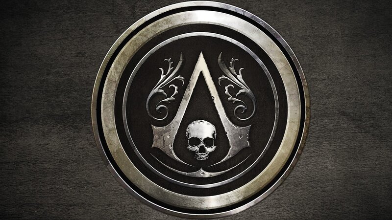 Assassin's Creed Logo — Black, Dark, Digital Art, Skull