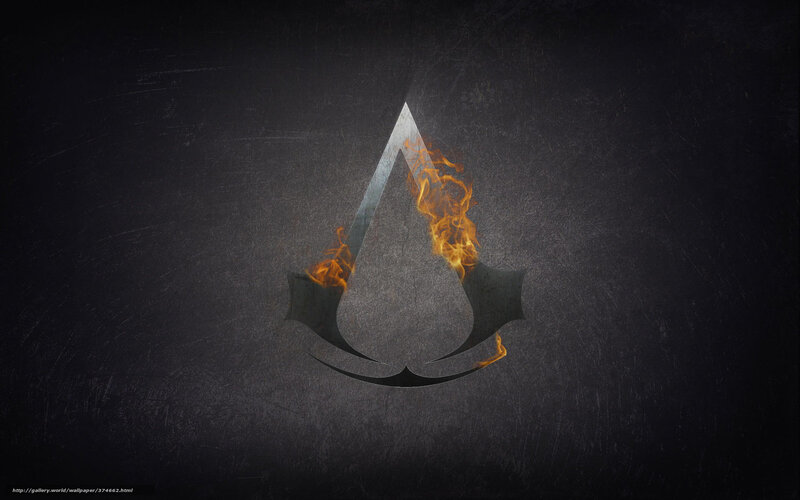Assassin's Creed Logo — Black, Dramatic, Digital Art, Flame