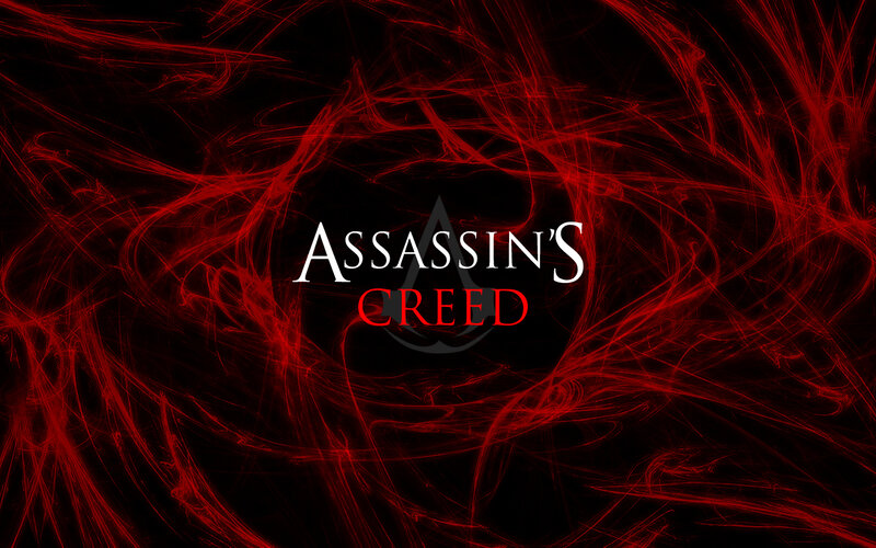 Assassin's Creed Logo — Black, Dramatic, Digital Art, Red Lines