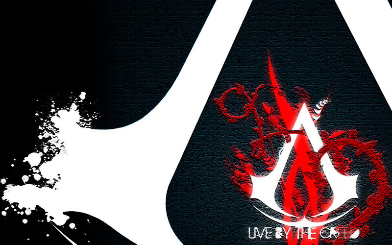 Assassin's Creed Logo — Black, Dramatic, Digital Art, Red Splatter