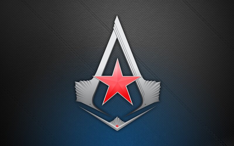 Assassin's Creed Logo — Black, Dramatic, Digital Art, Star, Shield