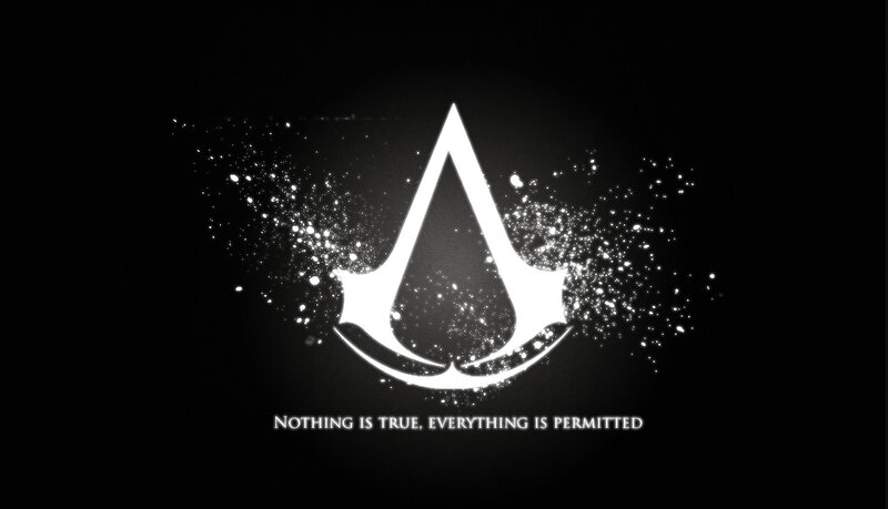 Assassin's Creed Logo — Black, Dramatic, Digital Art, Text