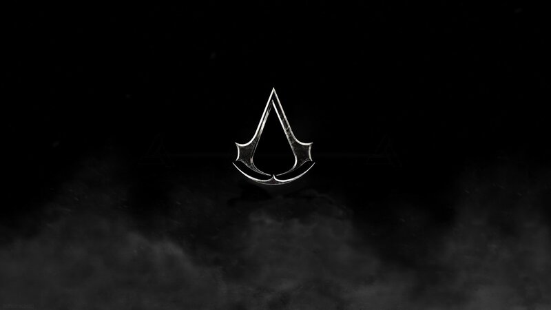 Assassin's Creed Logo — Black, Dramatic, Night, Digital Art, Smoke