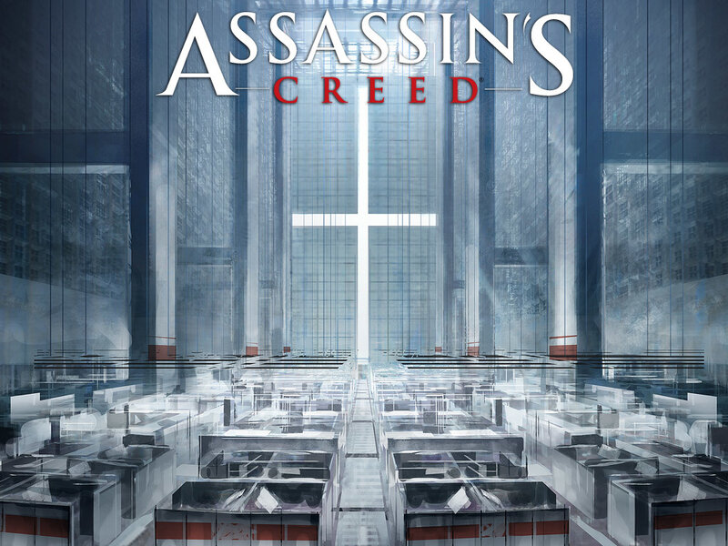 Assassin's Creed logo in a modern city