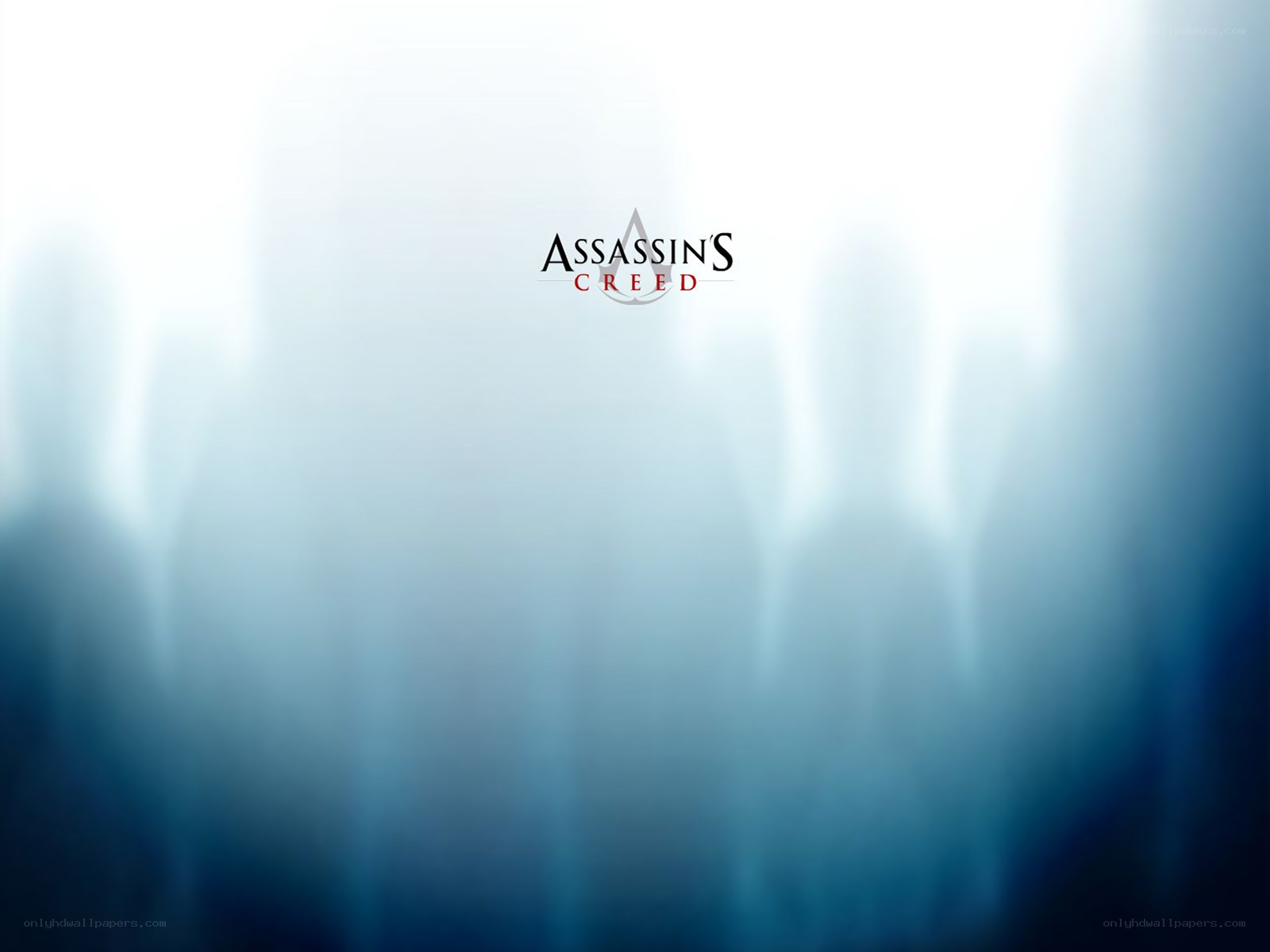 Assassin's Creed logo on blue background