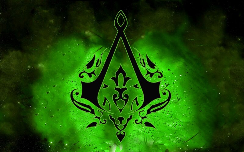 Assassin's Creed logo on green background