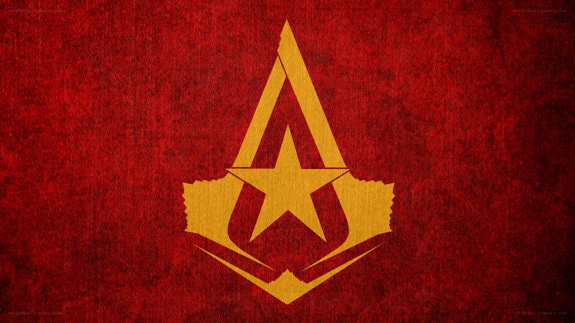 Assassin's Creed logo on red background