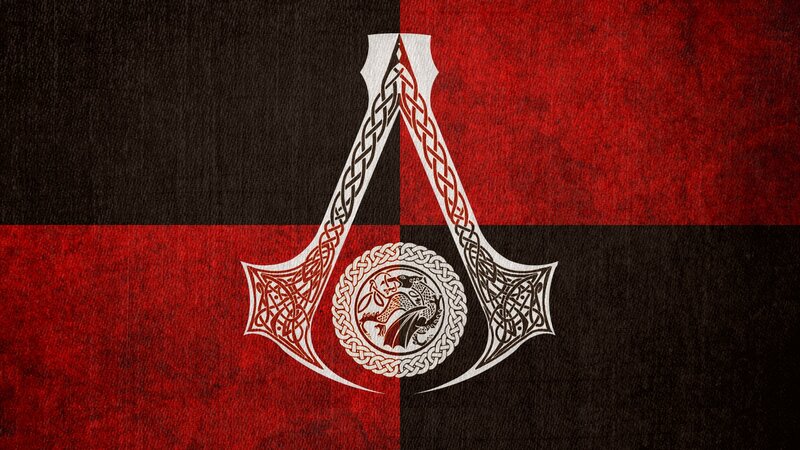 Assassin's Creed Logo — Red, Dramatic, Digital Art, Circular Emblem