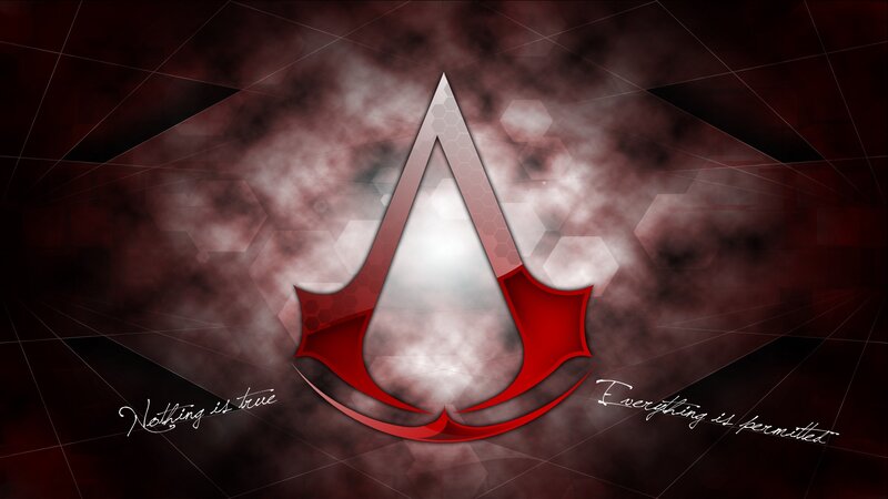 Assassin's Creed Logo — Red, Dramatic, Digital Art, Text, Smoke