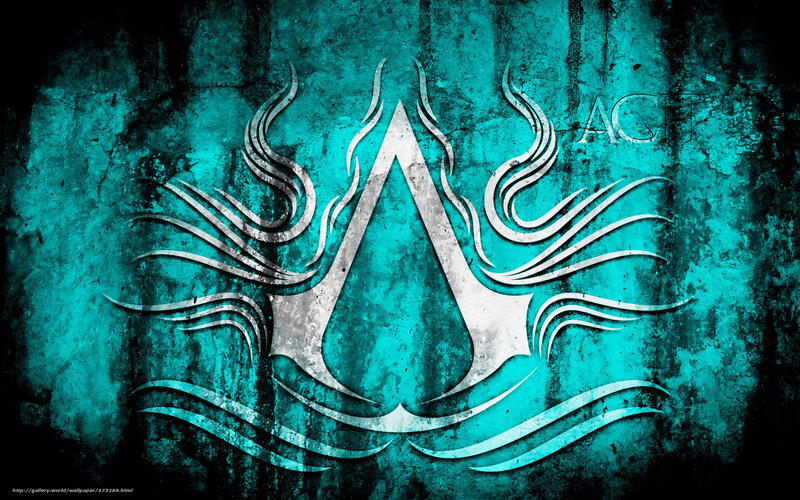 Assassin's Creed Logo — Teal, Dark, Digital Art