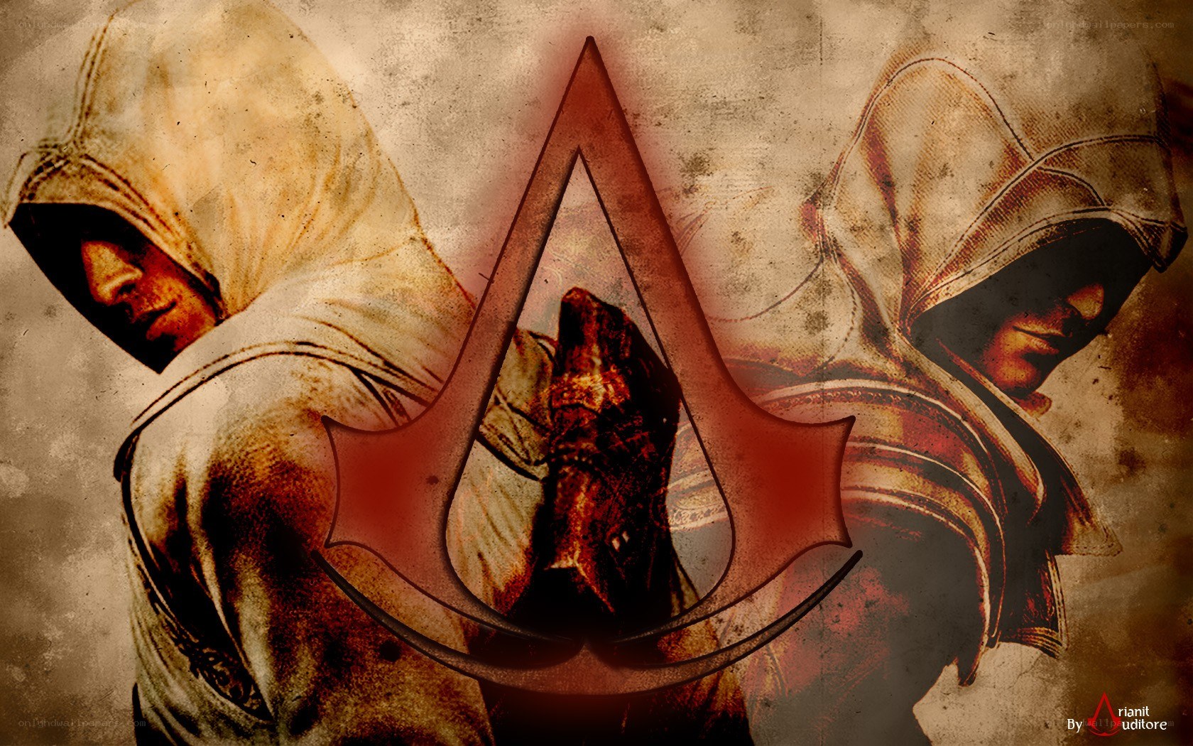 Assassin's Creed logo with characters