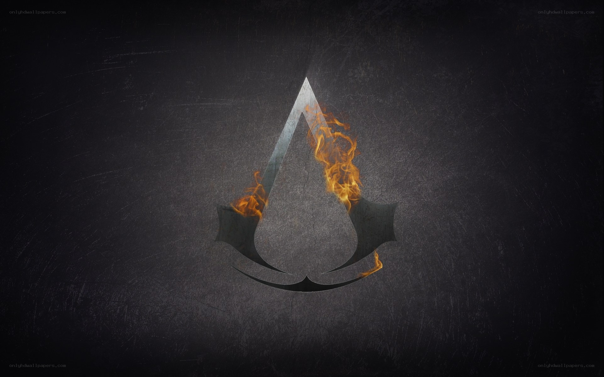 Assassin's Creed logo with fire