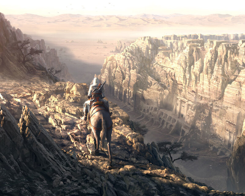 Assassin's Creed rider in canyon
