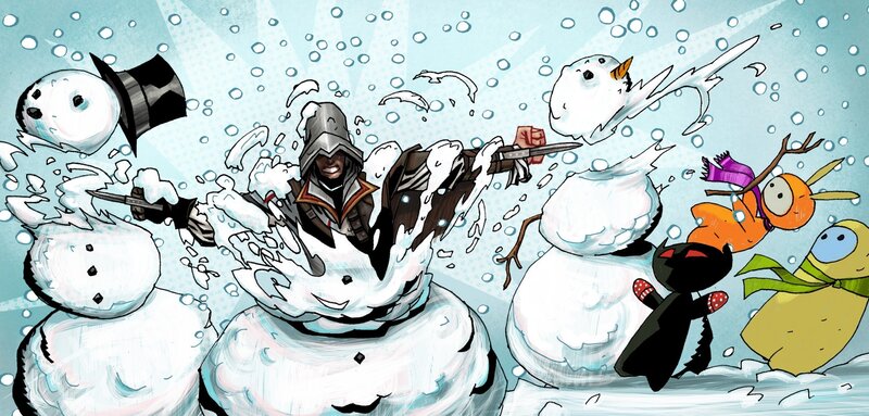 Assassin's Creed snowball fight