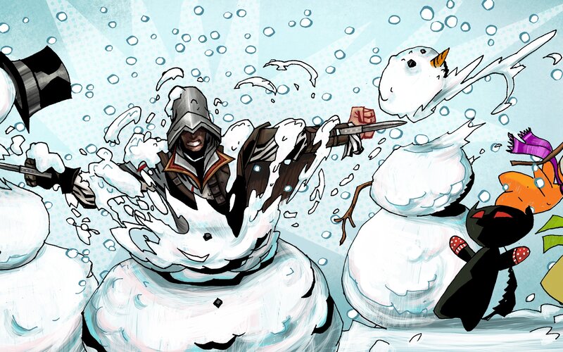 Assassin's Creed snowball fight