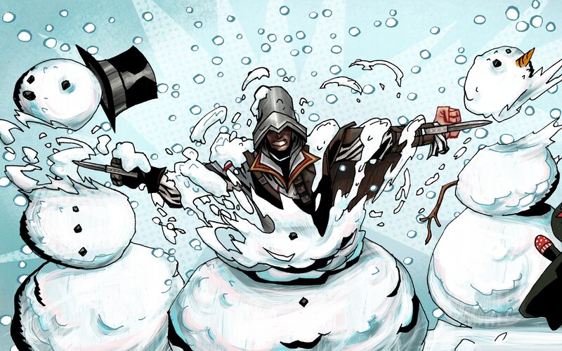 Assassin's Creed snowman battle