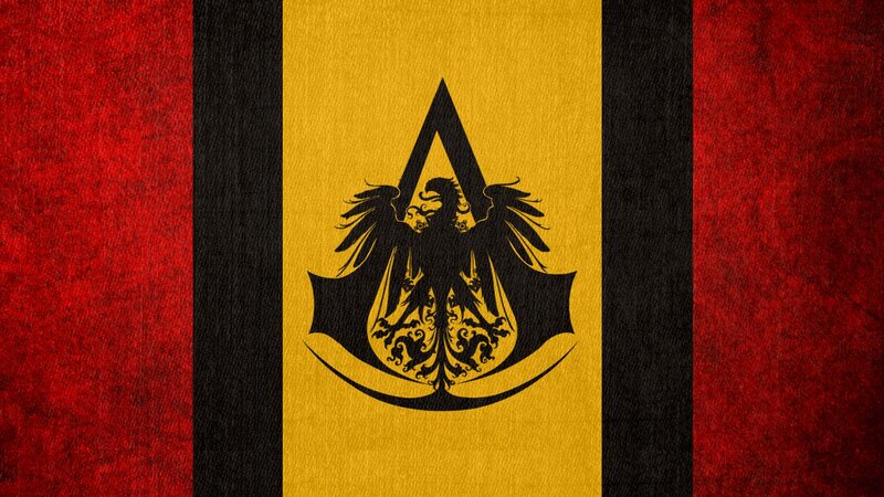Assassin's Creed Symbol — Red, Dramatic, Digital Art