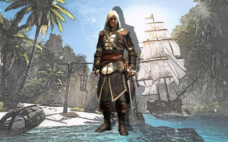 Assassin Standing on Beach — Blue