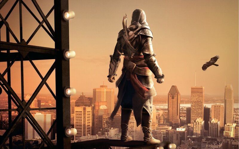 Assassin Standing on Rooftop — Brown
