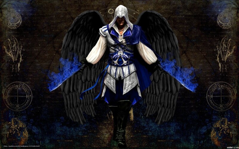 Assassin with Black Wings — Blue, Dramatic