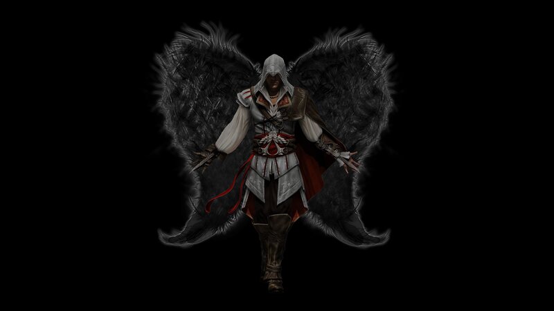 Assassin with Black Wings — Dramatic, 3d Render