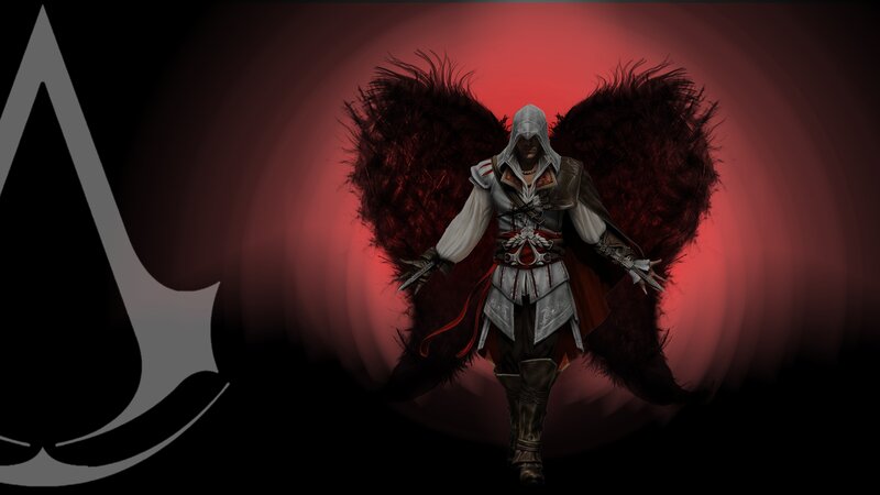 Assassin with Black Wings — Dramatic, Digital Art, Hooded Cloak