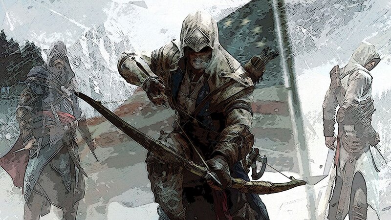 Assassin with Bow and Arrow — White, Dramatic, Winter
