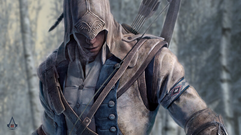 Assassin with Bow — Brown, Serious, 3d Render, Bow and Arrows