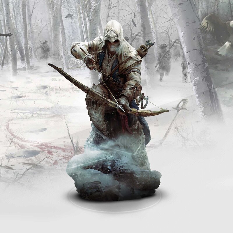 Assassin with Bow in Snow — White, Dramatic