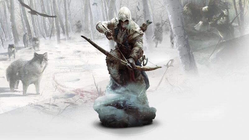Assassin with Bow in Snow — White