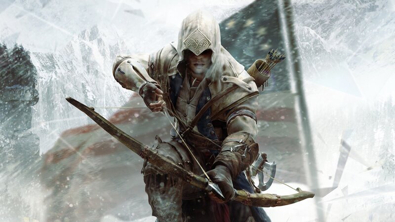 Assassin with Bow — White, Dramatic, Winter, Digital Art, Bow and Arrow, Quiver