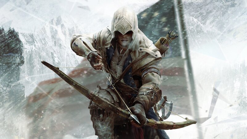Assassin with Bow — White, Dramatic, Winter, Digital Art