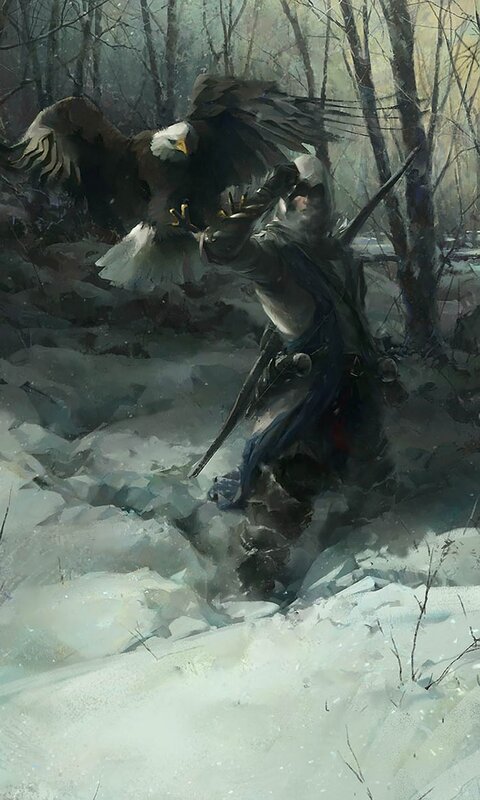Assassin with Eagle in Snow — White