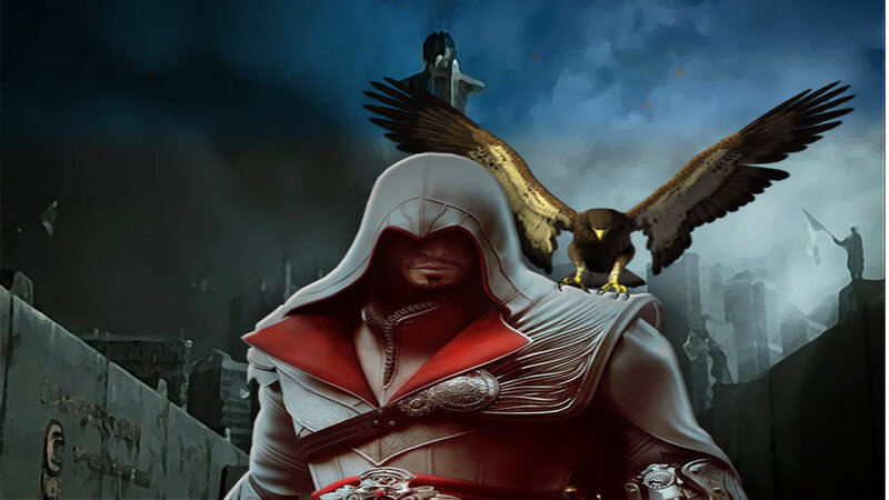 Assassin with Eagle — White