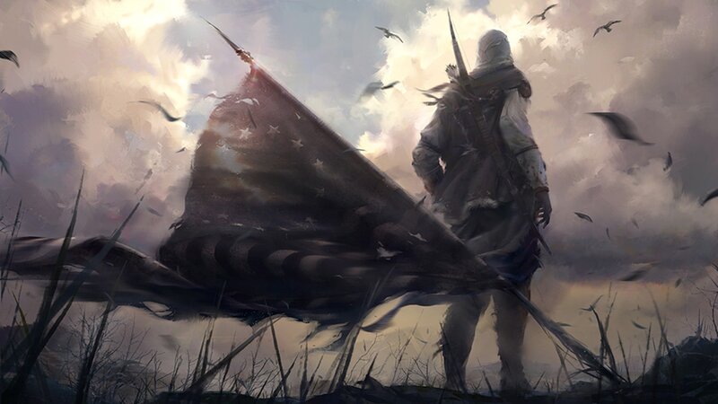 Assassin with Flag — Gray